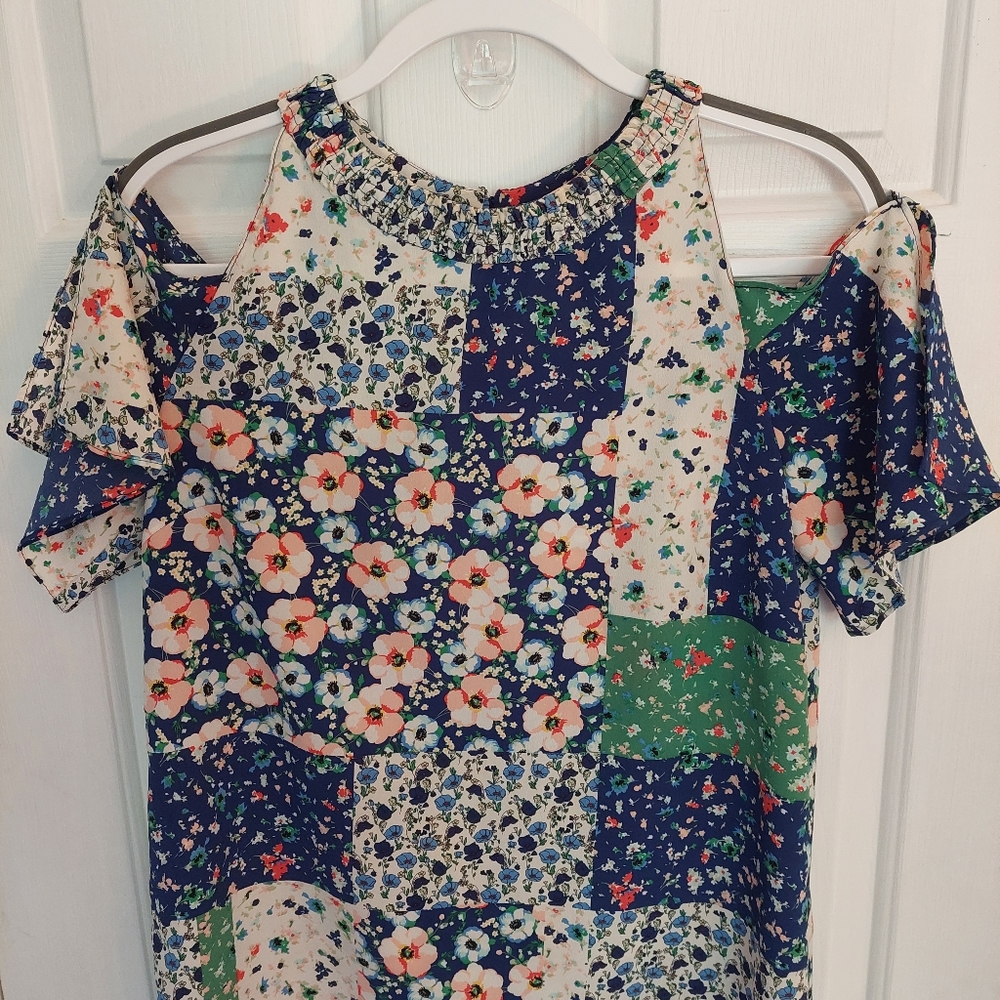 Zara Basic Cold Shoulder Patchwork Dress Size S - image 4
